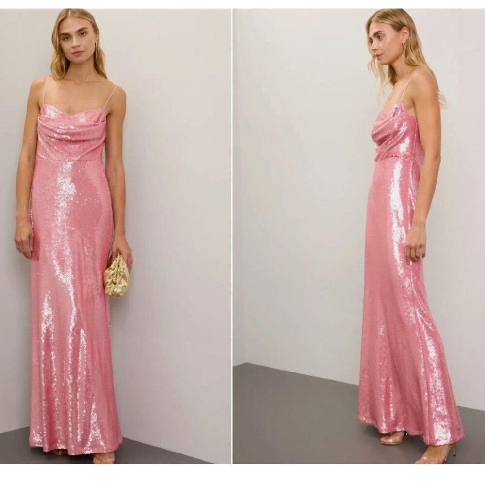 ML Monique Lhuillier Sweetheart Sequin‎ Formal Gown Dress Pink Size 14